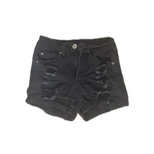Rue21 Ripped Black Denim Shorts